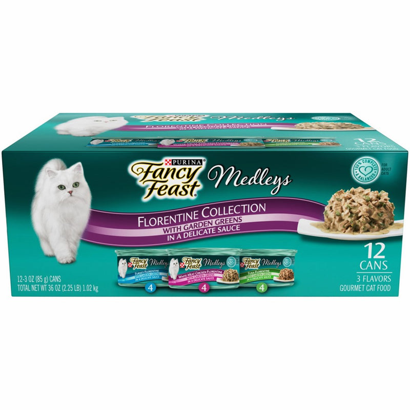 Purina Fancy Feast Medleys Florentine Collection Gourmet Wet Cat Food Variety Pack - (24) 3 oz. Cans