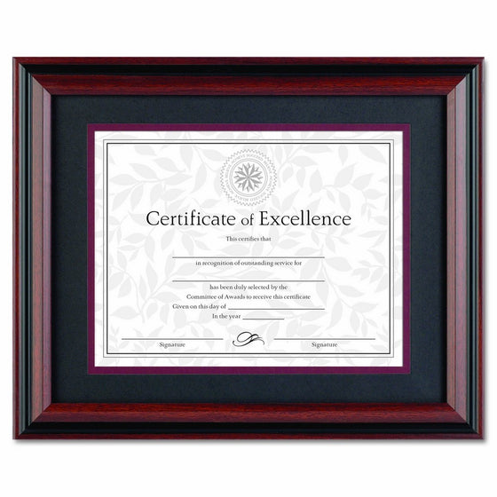 Dax N15786ST - Desk/Wall Plastic Document Frame, Insert size 11x14 and 8.5x11 with mat, Rosewood/Black