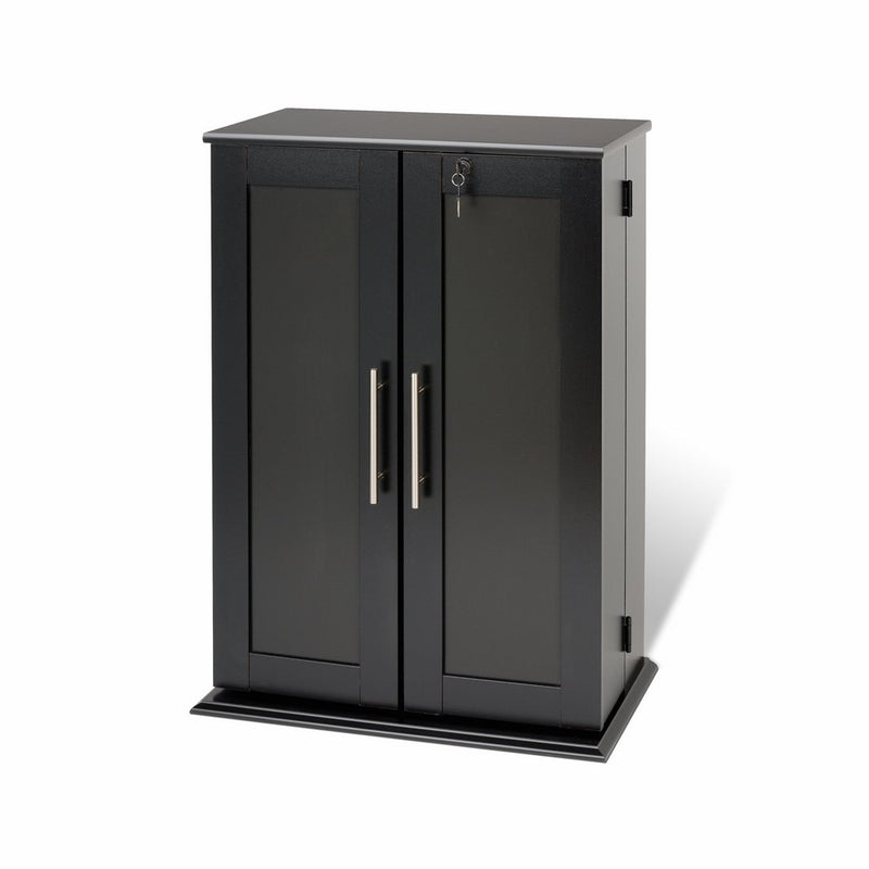 Prepac Locking Media Storage Cabinet with Shaker Doors Storage Cabinet, Black