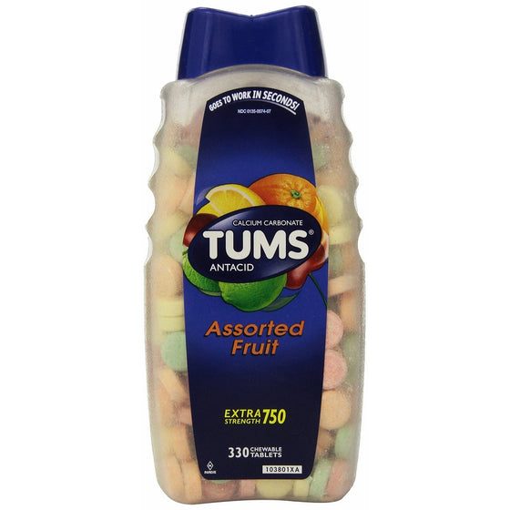 Tums Extra Strength Assorted Fruit Antacid Chewable Tablets for Heartburn Relief, 330 Count