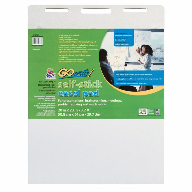 GoWrite! Self-Stick Easel Pad, 20"X23", White, 25 Sheets