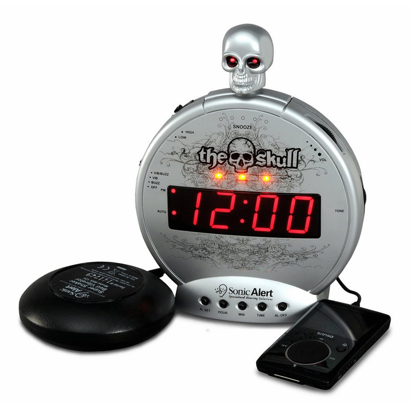 Sonic Alert Loud Alarm Clock SBS550ss The Skull with Vibrating Shaker