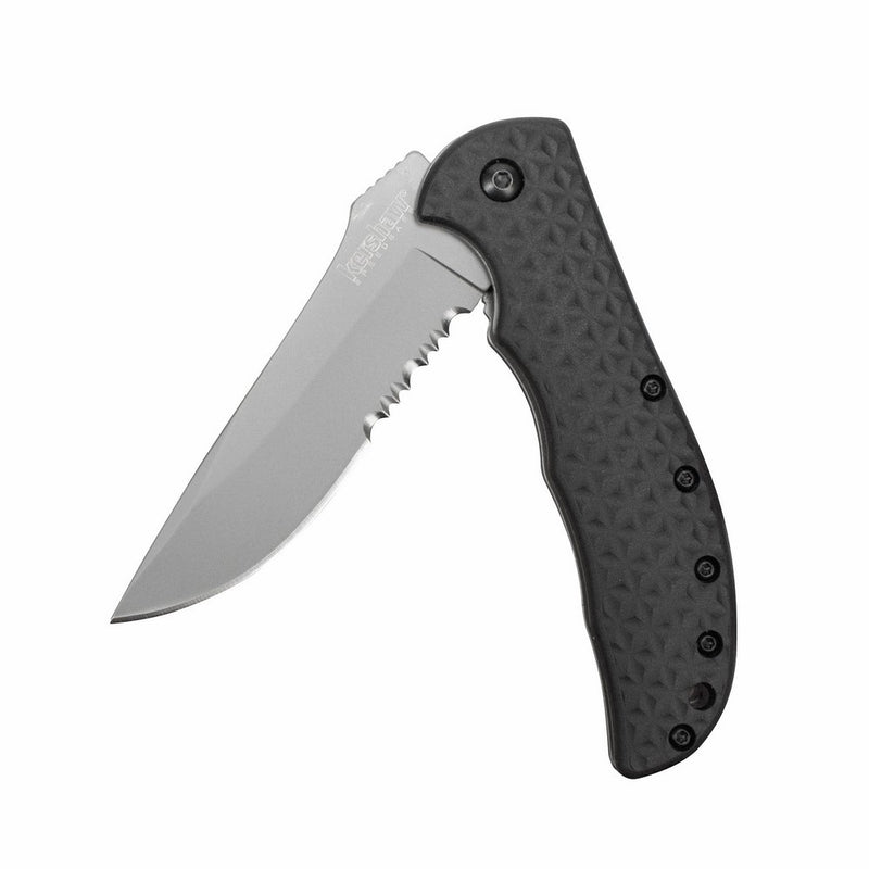 Kershaw Volt II Serrated (3650ST) Partially Serrated 3.25” 8Cr13MoV Stainless Steel Blade, Bead-Blasted Finish, Contoured Glass-Filled Nylon Handle, SpeedSafe Assisted Opening, Reversible Clip, 3.3 oz