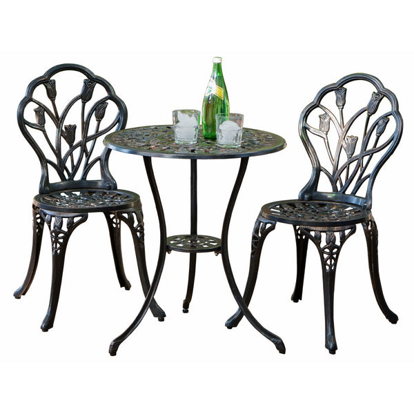 Best-selling Nassau Cast Aluminum Outdoor Bistro Furniture Set, Brown