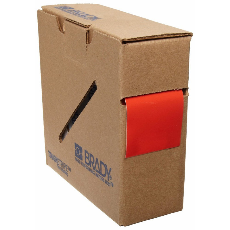 Brady ToughStripe Nonabrasive Floor Marking Tape, 100' Length, 2" Width, Red (Pack of 1 Roll)
