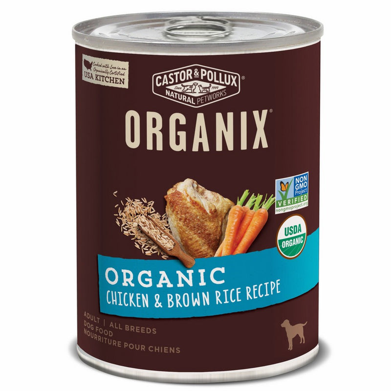 Organix Castor & Pollux Organic Chicken & Brown Rice Recipe Wet Dog Food, 12.7 oz, Case of 12 Cans