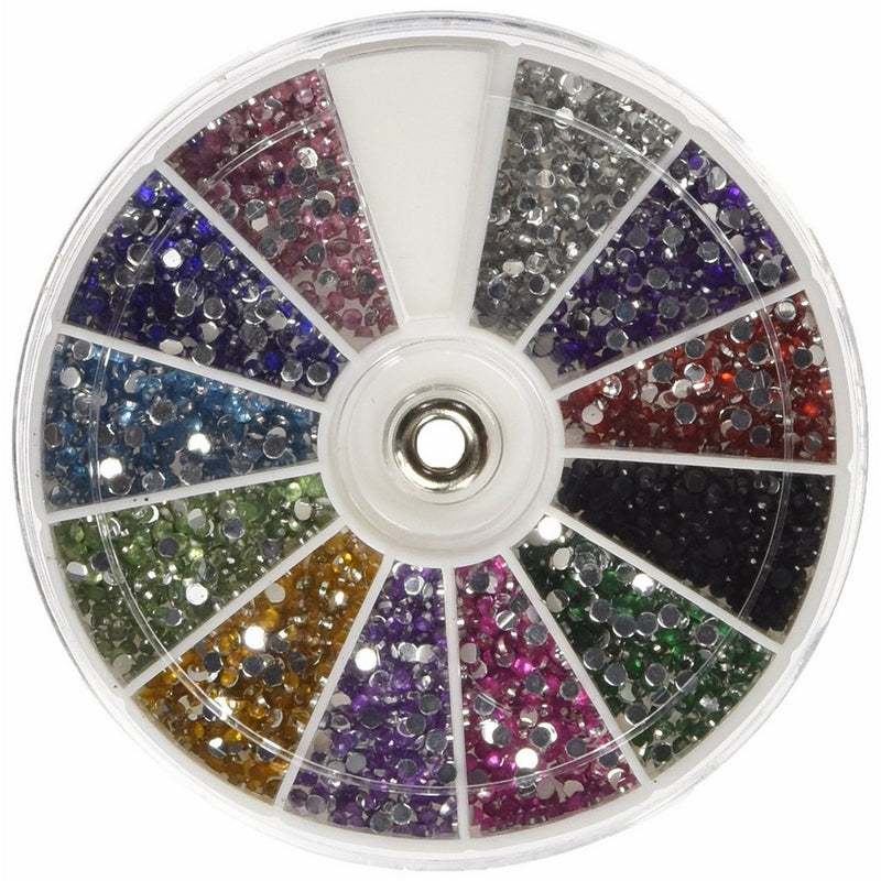 CJESLNA Rhinestones 2400 Piece 12 Color Nail Art Nailart Manicure Wheels