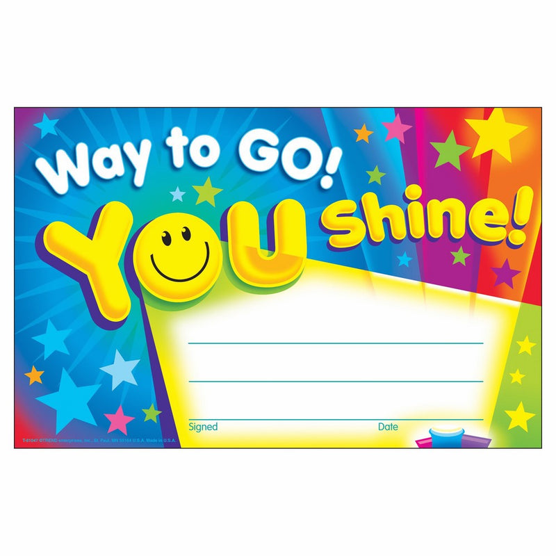 TREND enterprises, Inc. Way to Go! You Shine! Recognition Awards, 30 ct