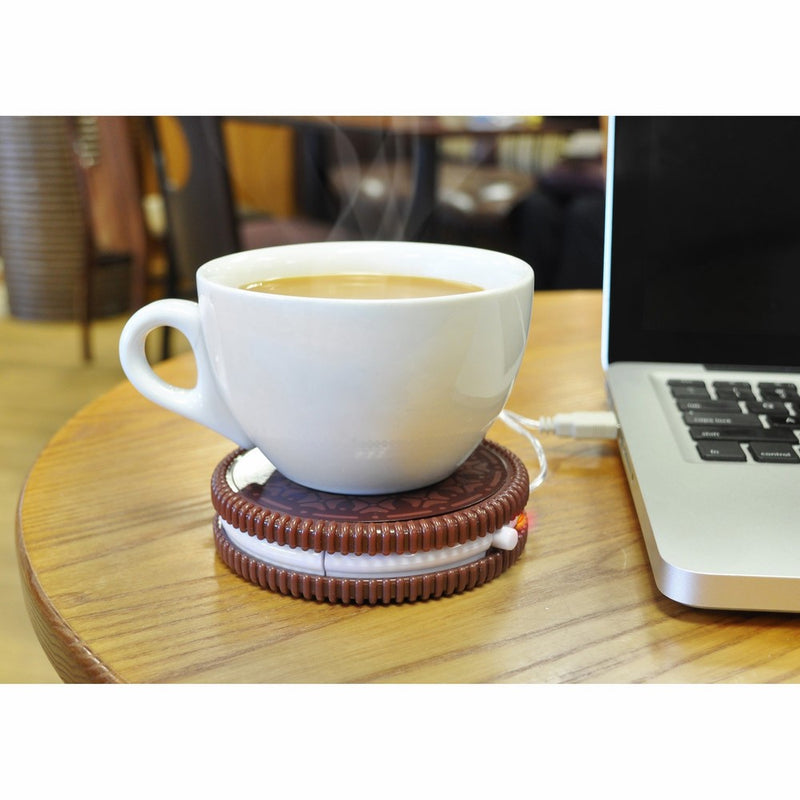 Mustard USB Cup Mug Warmer Coaster - Dark Brown Hot Cookie (NG1702)