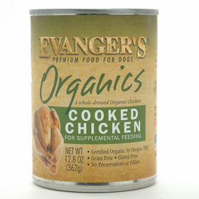 Evanger's Grain Free Organic 100-percent Cooked Chicken for Dogs, 12.8 ounce can, pack of 12