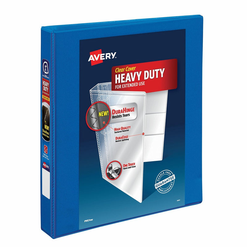 Avery Heavy-Duty View Binder, 1" One Touch Slant Rings, 220-Sheet Capacity, DuraHinge, Blue (79720)