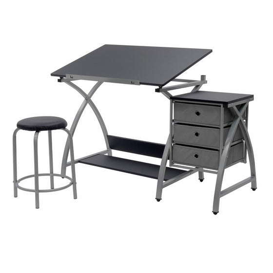 Studio Designs Comet Center with Stool Silver/Black 13325