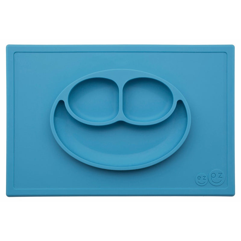 ezpz Happy Mat - One-piece silicone placemat  plate (Blue)