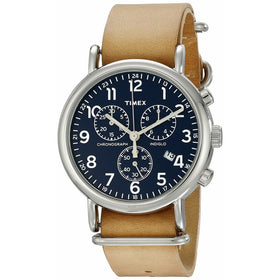 Timex Unisex TW2P62300 Weekender Chrono Tan Leather Slip-Thru Strap Watch