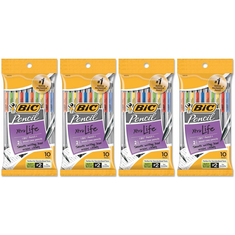 BIC Pencil Xtra Life, Medium Point (0.7 mm), Total 40 Pencils (4 X 10 Count Packages)