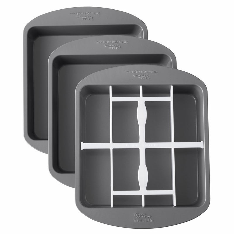 Wilton Square Rainbow Checkerboard Cake Pan, 4 Piece Set