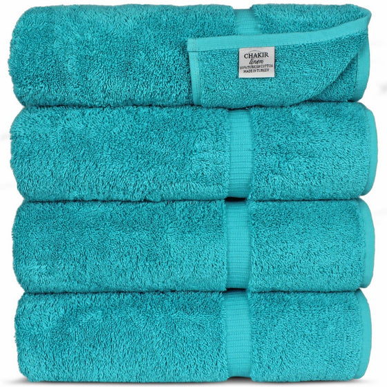 Chakir Turkish Linens Turkish Cotton Luxury Hotel & Spa Bath Towel, Bath Towel - Set of 4, Aqua