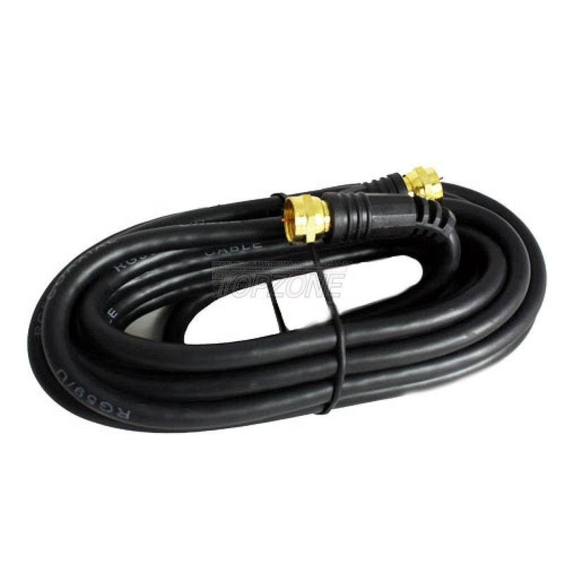 Topzone 50 feet RG59 Coaxial Cable "F" Plug to "F" Plug, Black Color