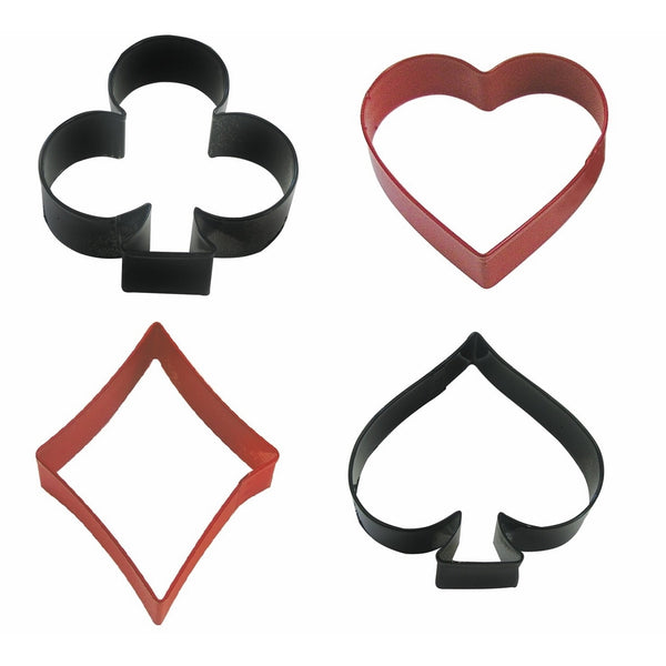 R&M International 1818 Casino Playing Card Suits Cookie Cutters, Spade, Heart, Club, Diamond, 4-Piece Set