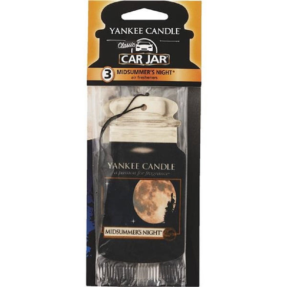 Yankee Candle Paper Car Jar Hanging Air Freshener MidSummer's Night Scent - 3 Pack