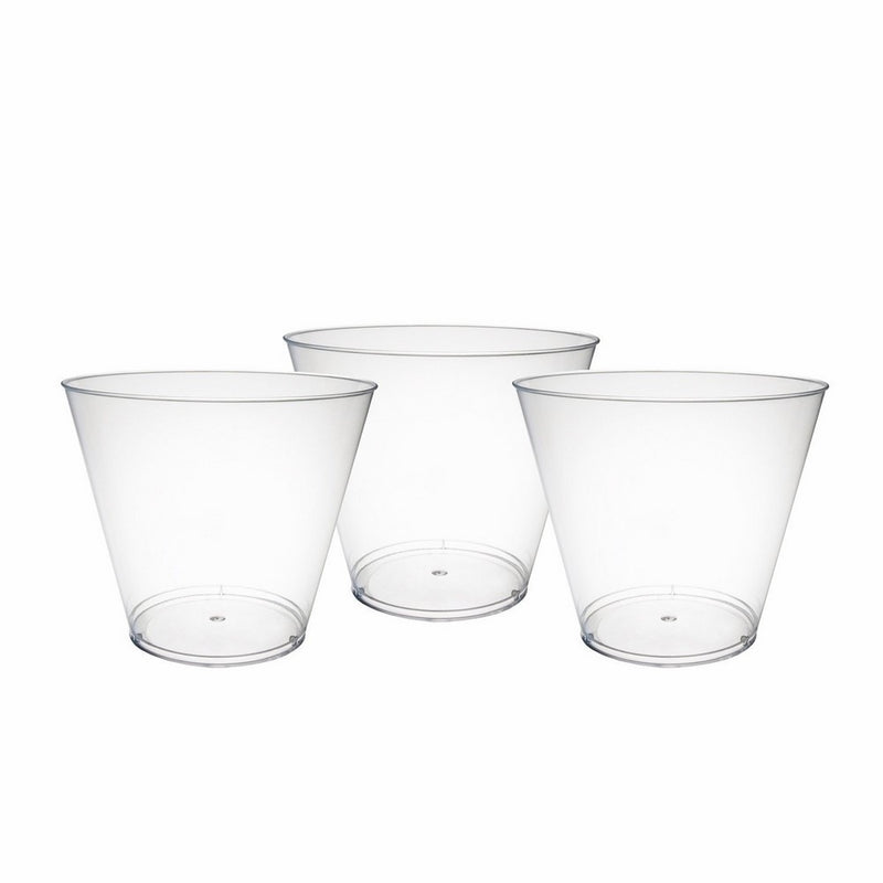 Party Essentials Hard Plastic 9-Ounce Party Cups/Old Fashioned Tumblers, 50-Count, Clear