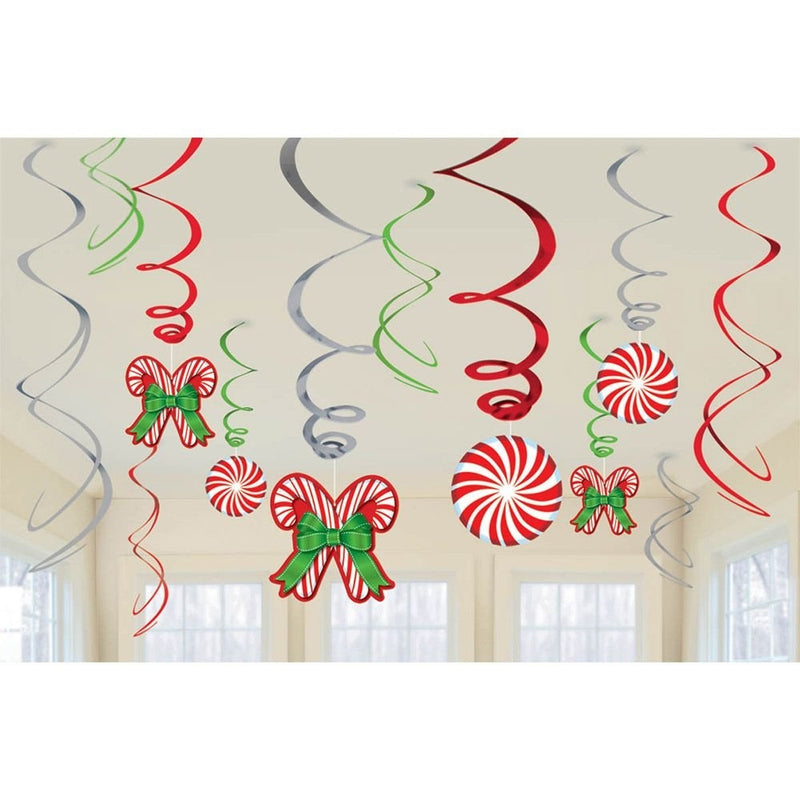 Candy Cane 12 Piece Hanging Swirls