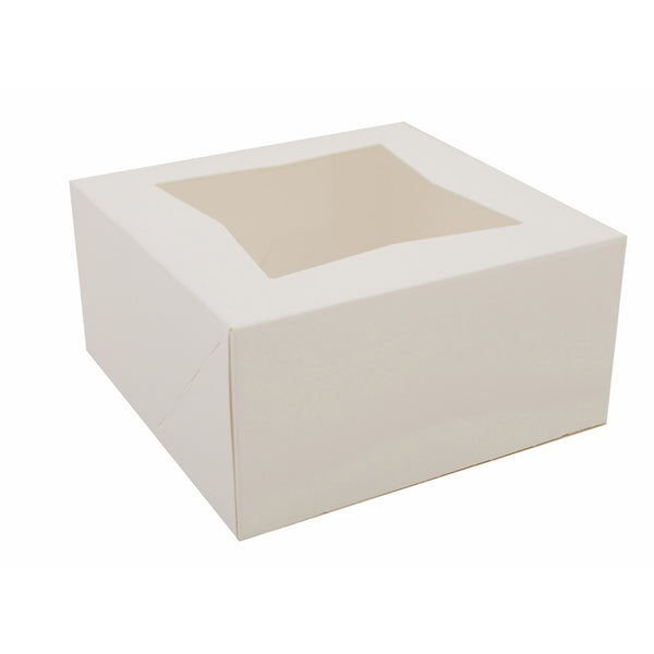 Southern Champion Tray 24023 Paperboard White Window Bakery Box, 6" Length x 6" Width x 3" Height (Case of 200)