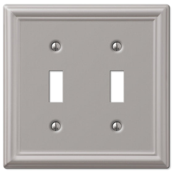 AmerTac 149TTBN Chelsea Steel Double Toggle Wallplate, Brushed Nickel