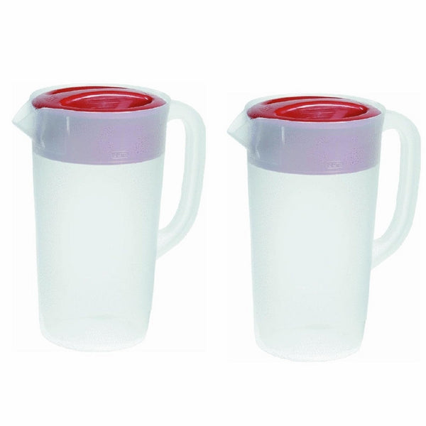 Rubbermaid Covered Pitcher 2.25 Qt - White with Red Cover Pack of 2