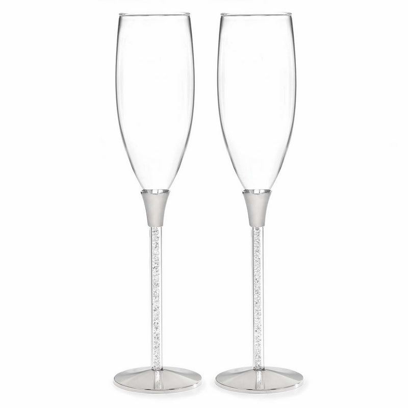 Hortense B. Hewitt Wedding Accessories Glittering Beads Champagne Flutes, Set of 2