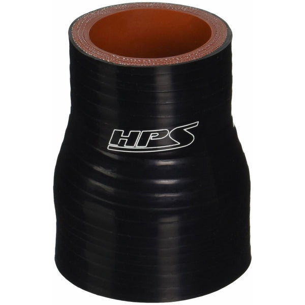 HPS HTSR-150-200-BLK Silicone High Temperature 4-ply Reinforced Reducer Coupler Hose, 80 PSI Maximum Pressure, 3" Length, 1-1/2" > 2" ID, Black