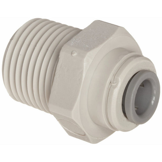 John Guest Acetal Copolymer Tube Fitting, Straight Adaptor, 1/2" Tube OD x 1/2" NPTF Male (Pack of 10)