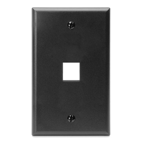 Leviton 41080-1EP QuickPort Wallplate, Single Gang, 1-Port, Black