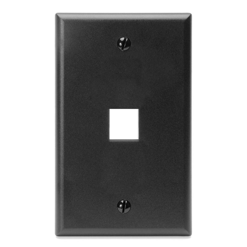 Leviton 41080-1EP QuickPort Wallplate, Single Gang, 1-Port, Black