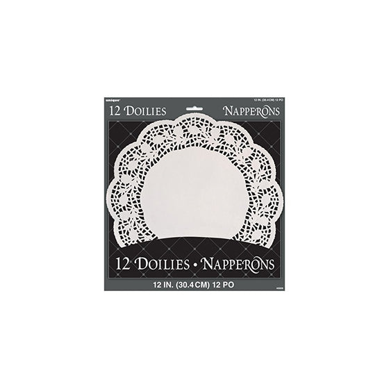 12" White Paper Doilies, 12ct