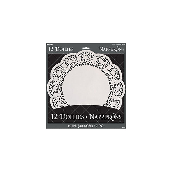 12" White Paper Doilies, 12ct