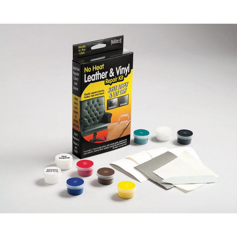 ReStor-it No Heat Leather/Vinyl Repair Kit, 7 Intermixable Colors, Mixing Cup, Applicator, Color Mixing Guide (18073)