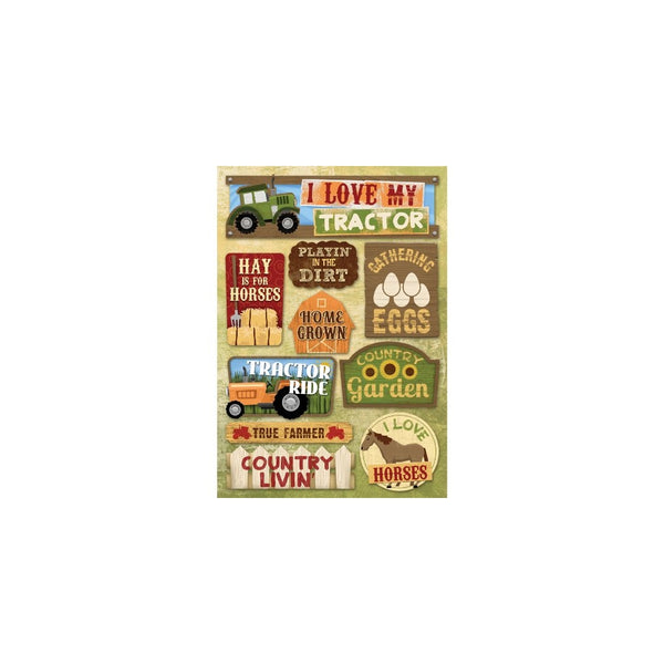 Karen Foster Design Acid and Lignin Free Scrapbooking Sticker Sheet, I Love My Tractor