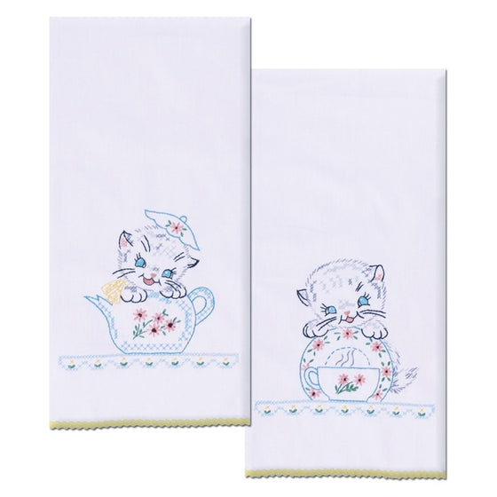 Design Works Crafts T264102 Kittens Towels 17" x 30" Stamped Kitchen Towels for Embroidery (Set of 2)
