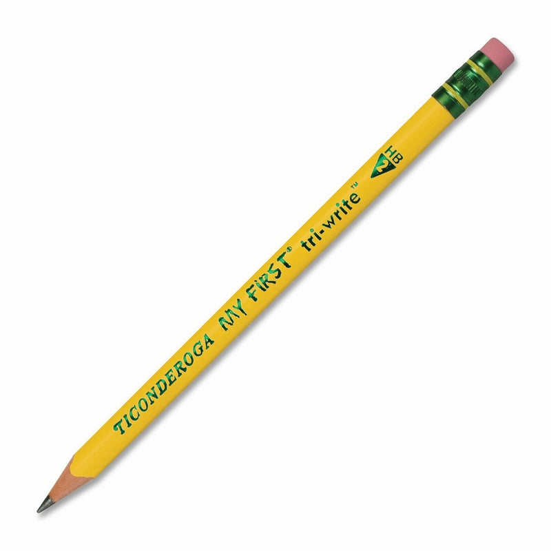 Dixon Ticonderoga My First Tri-Write Triangular #2 Pencils, Primary Size, Wood-Cased, Black Writing, 36-Count (13082)