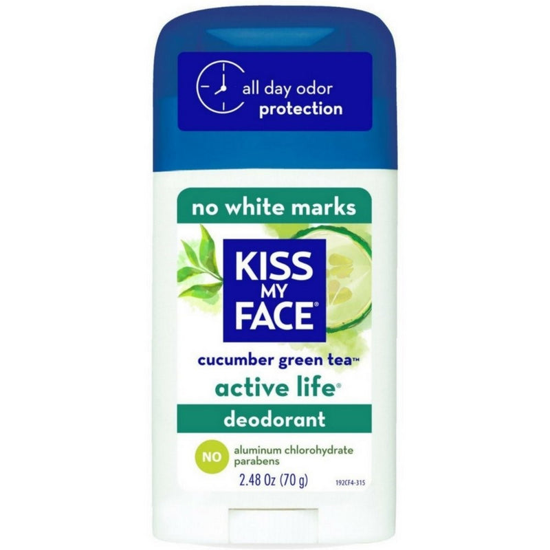Kiss My Face Active Life Deodorant, Cucumber Green Tea 2.48 oz (Pack of 5)