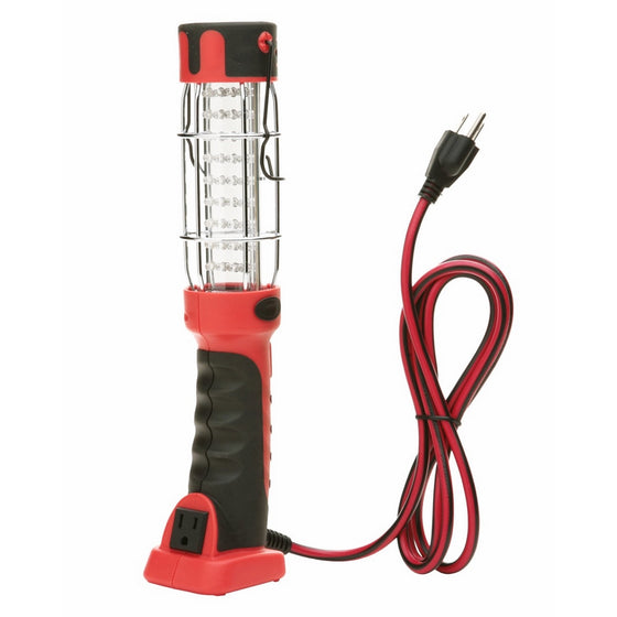 Woods L1922 36-LED Hand Held Work Light with Grounded Outlet, 6-Foot Cord, Red