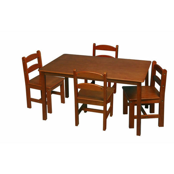 Gift Mark Rectangle Table Set with 4 Chairs, Honey