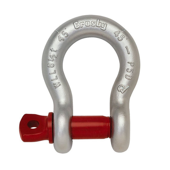 Crosby 1018375 Carbon Steel G-209 Screw Pin Anchor Shackle, Galvanized, 1/2 Ton Working Load Limit, 1/4" Size