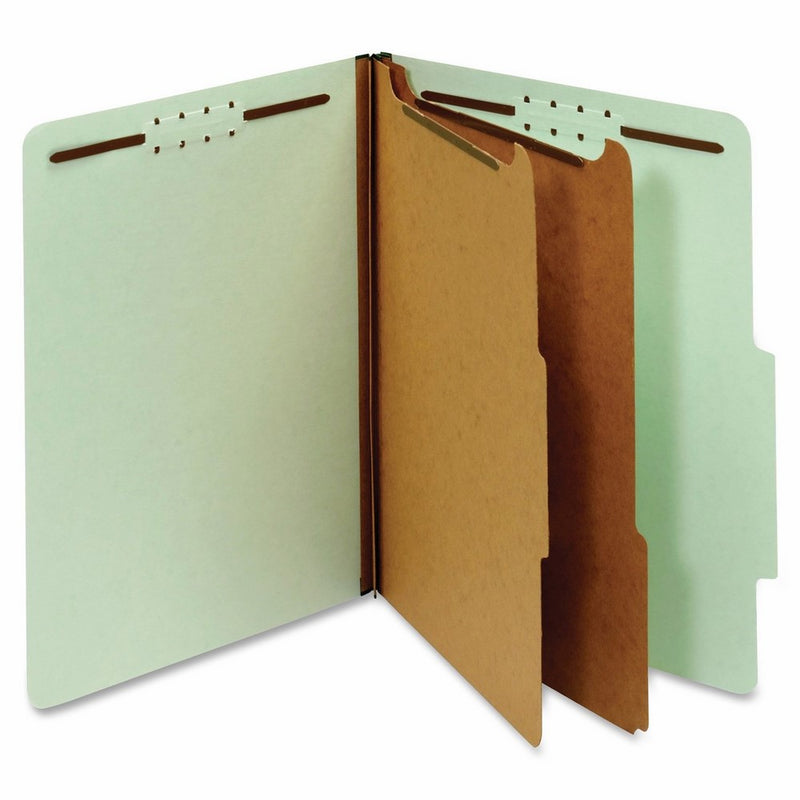 Globe-Weis Classification Folders, Letter Size, 2 Dividers, 6 Embedded Fasteners, Green, 10 Folders per Pack (24076)