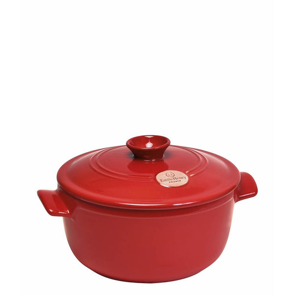 Emile Henry Flame Round Stewpot Dutch Oven, 4.2 Quart, Burgundy