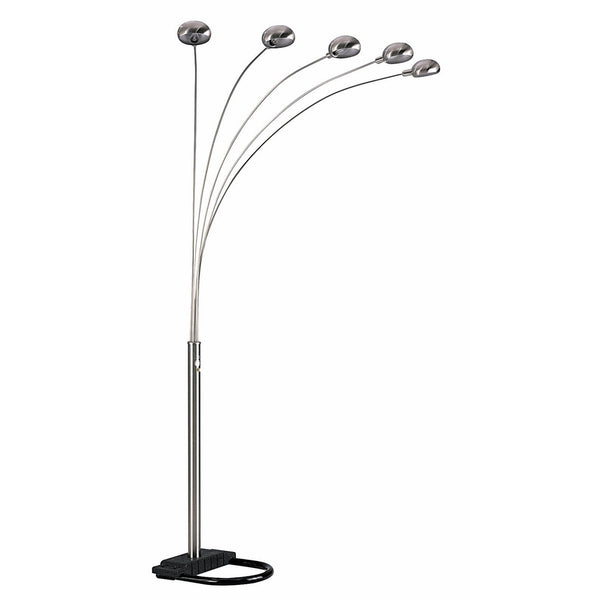 Ore International 6962SN 5-Arm Arch Floor Lamp with Dimmer, Nickel