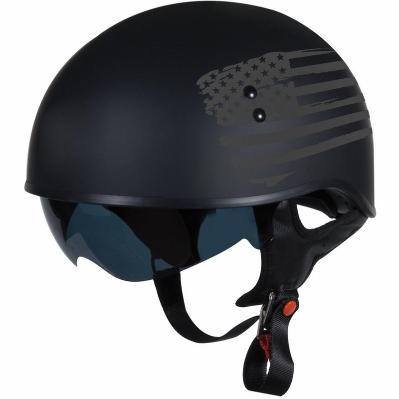 TORC T55 Spec-Op Half Helmet with 'Flag” Graphic (Flat Black, Small)