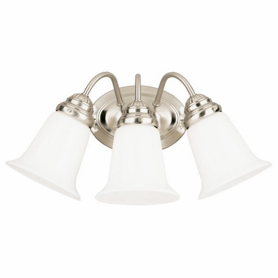 Westinghouse Lighting 6649700 Three-Light Interior Wall Fixture, Brushed Nickel Finish with White Opal Glass