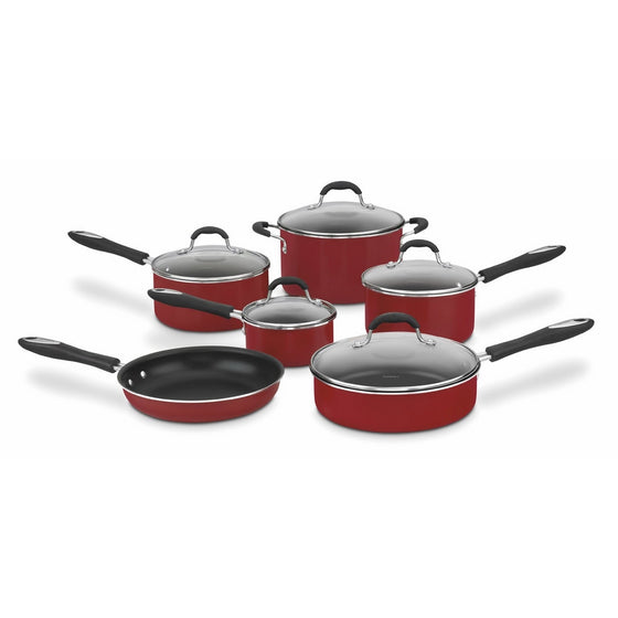 Cuisinart 55-11R Advantage Nonstick 11-Piece Cookware Set, Red